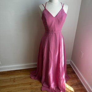 Maxi Pink Formal Dress with Criss Cross Straps